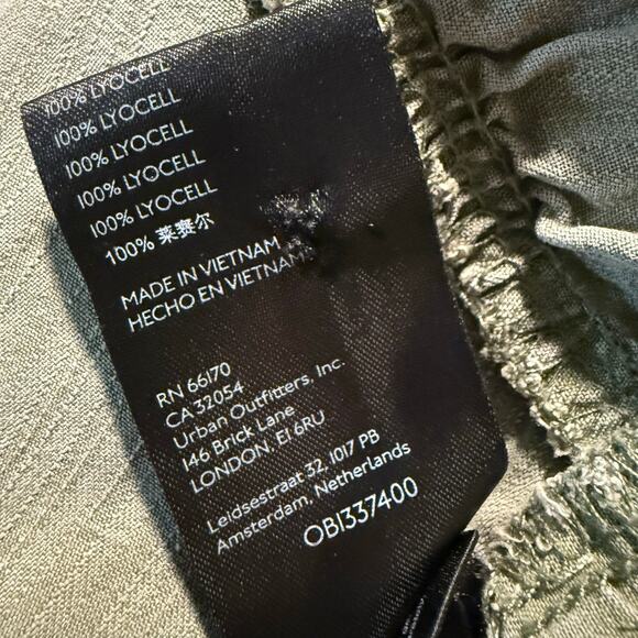 Pilcro Anthropologie Lyocell Utility Shirt Dress, Olive Green, Ruffle Hem, XL - Picture 7 of 9